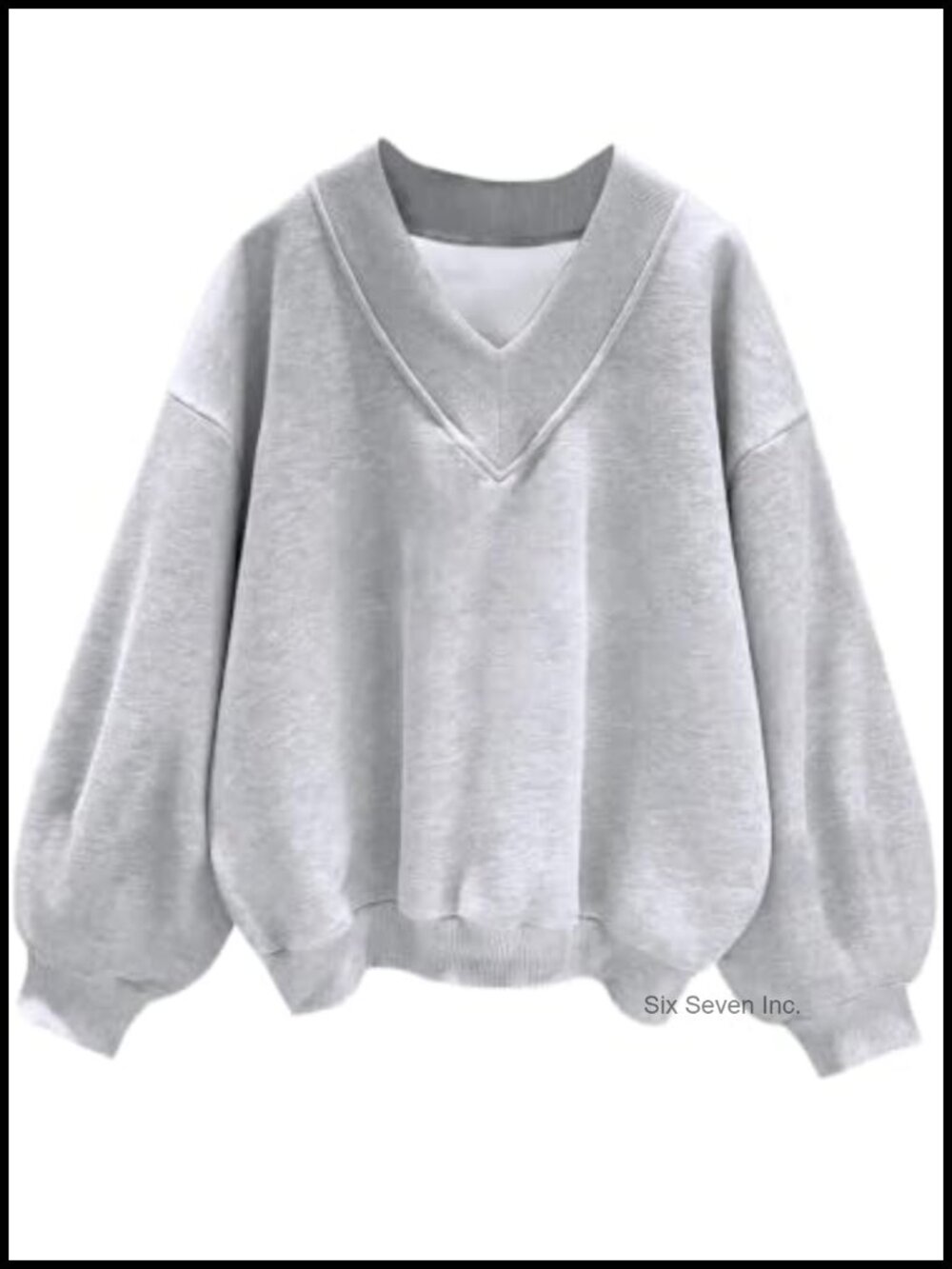 Oversized V-Neck Long Sleeve Pullover Sweatshirt Cotton Blend Fleece